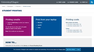 
                            12. University of Glasgow - MyGlasgow - IT Services - Student printing