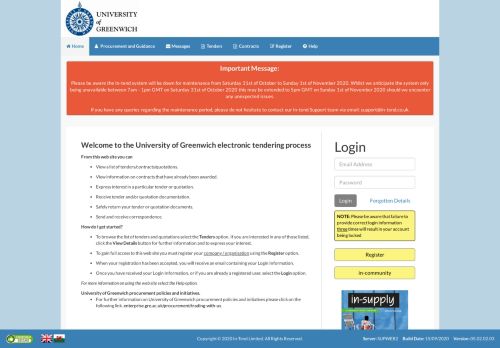 
                            12. University of Greenwich Electronic Tendering Portal - Home