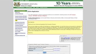 
                            2. University of Guyana - Prospective Student Login - Turkeyen Campus