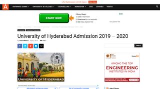 
                            2. University of Hyderabad Admission 2018 – 2019 | AglaSem Admission