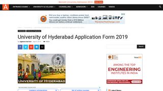 
                            3. University of Hyderabad Application Form 2018 | AglaSem Admission