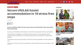 
                            11. University of Lagos Secure UNILAG hostel accommodation in 10 ...