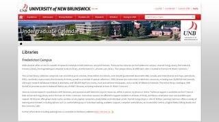 
                            3. University of New Brunswick | Undergraduate Calendar |Libraries - UNB