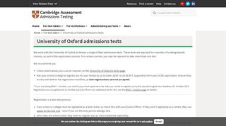 
                            12. University of Oxford admissions tests | Cambridge Assessment ...