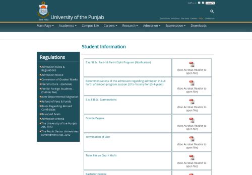 
                            2. University of the Punjab - Student Information