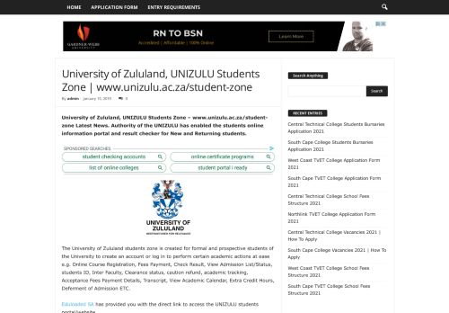 
                            3. University of Zululand Students Portal Login - Eduloaded