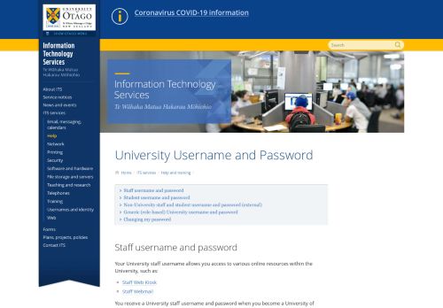 
                            9. University Username and Password, Help and Training, Information ...