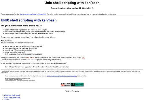 
                            10. Unix shell scripting with ksh/bash - Dartmouth College