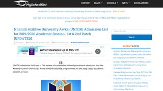 
                            5. UNIZIK Admission List for 2018/2019 Session | 1st & 2nd - MySchoolGist