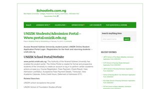
                            11. UNIZIK Students/Admission Portal - Www.portal.unizik.edu.ng ...
