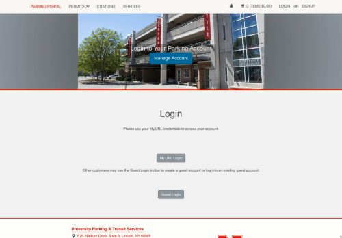 
                            10. UNL Parking and Transit Services Office - Login