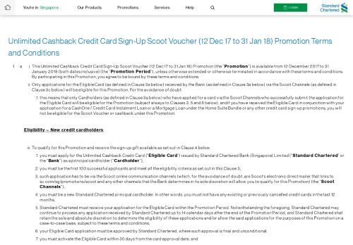 
                            6. Unlimited Cashback Credit Card Sign-Up Scoot ... - Standard Chartered