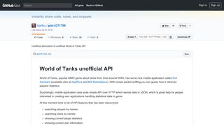 
                            8. Unofficial description of unofficial World of Tanks API · GitHub
