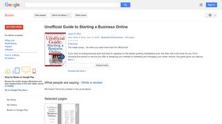
                            10. Unofficial Guide to Starting a Business Online - Google बुक के परिणाम