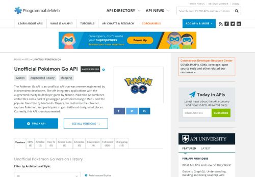 
                            3. Unofficial Pokémon Go API | ProgrammableWeb