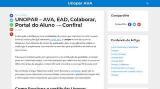 
                            8. UNOPAR → AVA, EAD, Colaborar, Portal do Aluno → Confira!