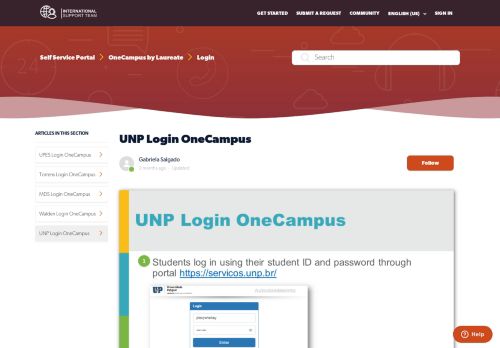 
                            5. UNP Login OneCampus – Self Service Portal