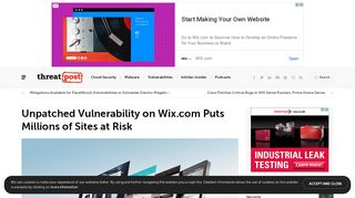 
                            2. Unpatched Vulnerability on Wix.com Puts Millions of Sites at Risk ...