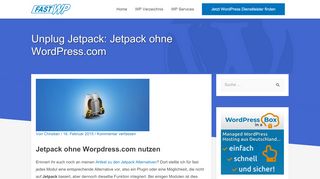 
                            2. Unplug Jetpack: Jetpack ohne Wordpress.com - FastWP