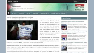 
                            11. UNRWA Signs Landmark Agreement with Qatar– IMEMC News