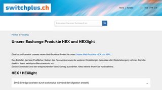 
                            9. Unsere Exchange Produkte HEX und HEXlight - Switchie