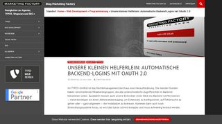 
                            12. Unsere kleinen Helferlein: Automatische Backend-Logins mit OAuth 2.0