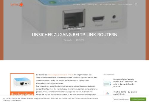 
                            10. Unsicher Zugang bei TP-Link-Routern - botfrei Blog