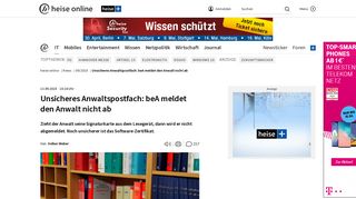 
                            9. Unsicheres Anwaltspostfach: beA meldet den Anwalt nicht ab | heise ...