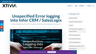
                            6. Unspecified Error logging into Infor CRM / SalesLogix - XTIVIA