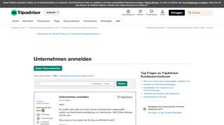 
                            5. Unternehmen anmelden - TripAdvisor Kundenserviceforum Forum ...