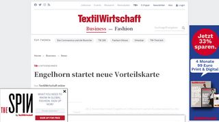 
                            11. Unternehmen: Engelhorn startet neue Vorteilskarte - TextilWirtschaft