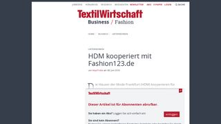 
                            6. Unternehmen: HDM kooperiert mit Fashion123.de - TextilWirtschaft