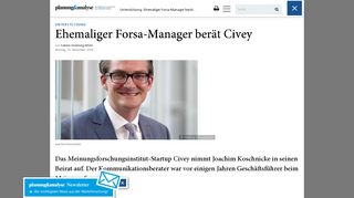 
                            8. Unterstützung: Ehemaliger Forsa-Manager berät Civey - Horizont