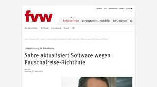 
                            12. Unterstützung für Reisebüros: Sabre aktualisiert Software wegen ... - fvw