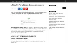 
                            12. UNZA SIS Portal Login | www.sis.unza.zm - Eduloaded ZM