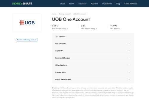 
                            7. UOB Savings Account - UOB One Account | MoneySmart.sg