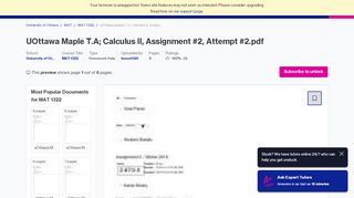 
                            8. uOttawa Maple T.A; Calculus II, Assignment #2, Attempt #2.pdf ...