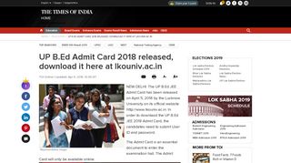 
                            3. UP B.Ed Admit Card - Times of India