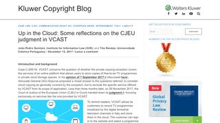 
                            9. Up in the Cloud: Some reflections on the CJEU judgment in VCAST ...