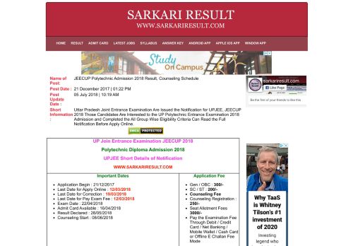 
                            9. UP Polytechnic JEECUP Online Counseling | Allotment Result 2018