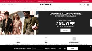 
                            1. Up to 20% Off Express Official Coupons, Promos and Offers