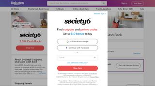 
                            8. Up to 30% Off Society6 Coupons, Promo Codes + 3.5% Cash Back