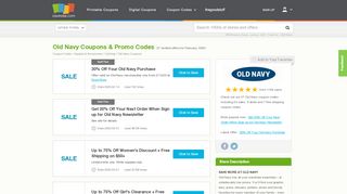 
                            13. Up to 75% off Old Navy Coupons, Promo Codes February, 2019