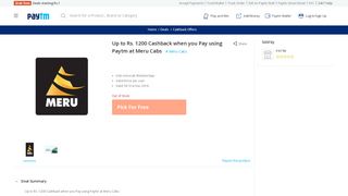 
                            10. Up to Rs. 1200 Cashback when you Pay using Paytm at Meru Cabs ...