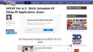 
                            11. UPCAT For A.Y. 2019: Schedule Of Filing Of Application, Exam