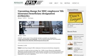 
                            12. Upcoming change for MSU employees' life insurance beneficiary ...