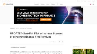 
                            5. UPDATE 1-Swedish FSA withdraws licenses of corporate finance firm ...