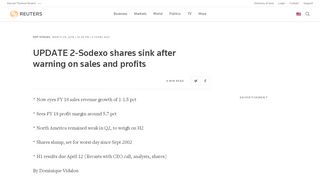 
                            12. UPDATE 2-Sodexo shares sink after warning on sales and profits ...