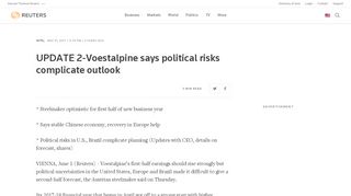 
                            11. UPDATE 2-Voestalpine says political risks complicate outlook | Reuters