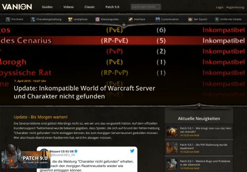 
                            6. Update: Inkompatible World of Warcraft Server und Charakter nicht ...